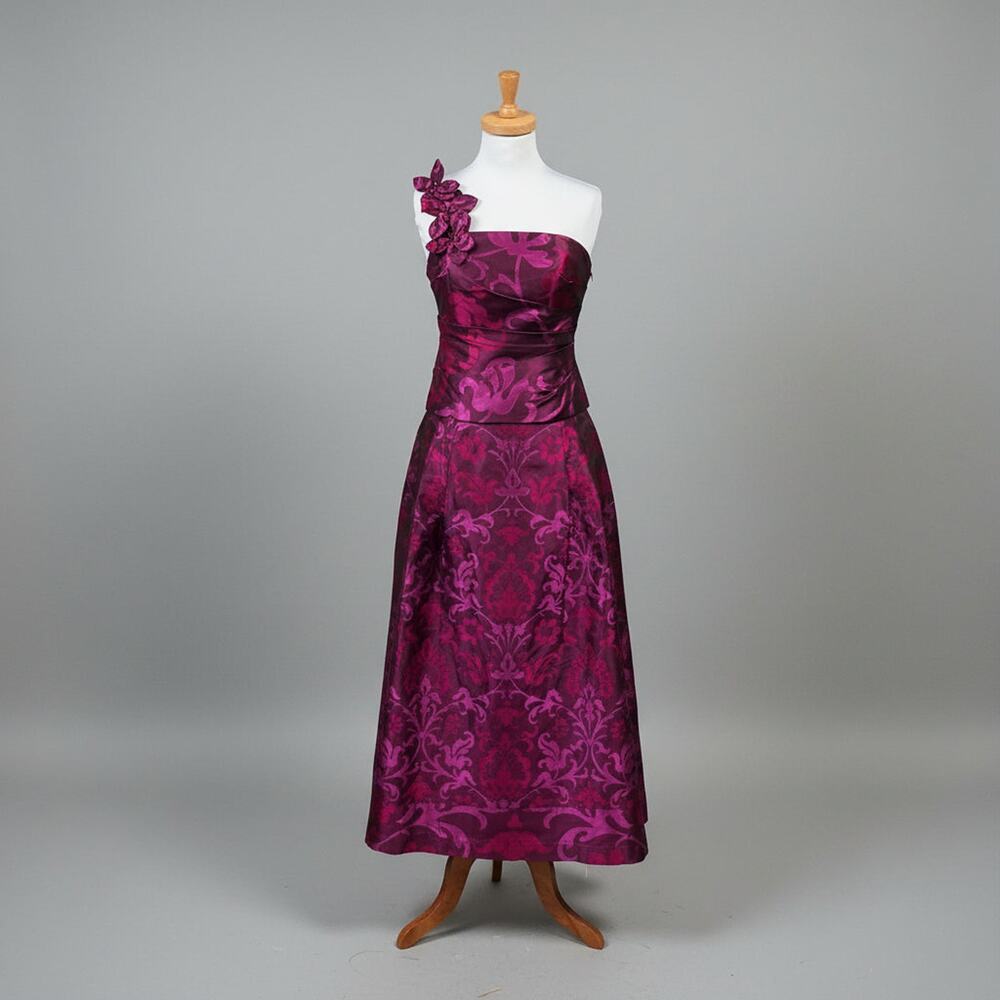 Kay Unger fuchsia damask 2-piece dress, size 4, LIKE NEW!